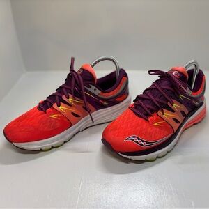 Saucony Women's Zealot ISO 2 running shoes in the Core Red/Purple-Citron size 9